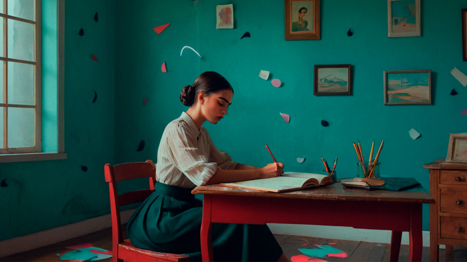 девушка пишет дневник проработтки самоконтроля