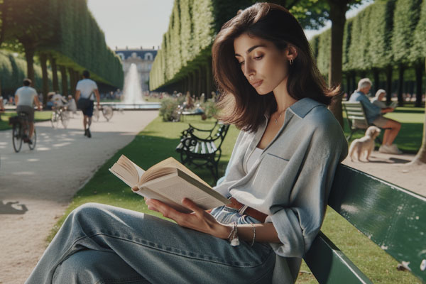 Женщина читает книгу