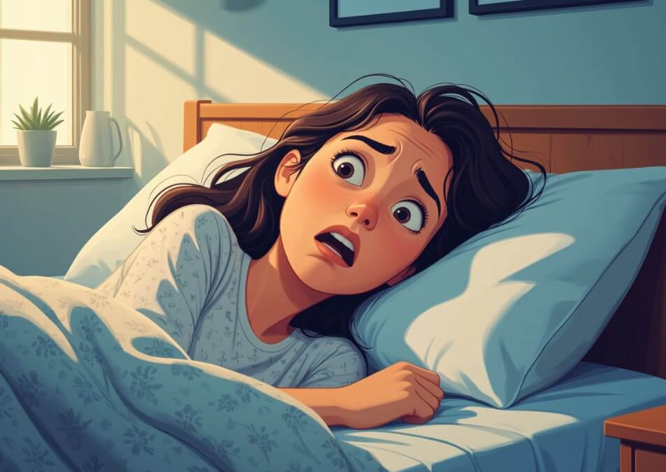 жензина не может уснуть и испытывает стресс от катастрофизации