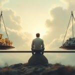 Сюрреалистическая сцена, показывающая синдром самозванца.