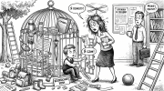 Ребёнок в клетке из заботливых вещей и тревожная мать-вертолёт как метафора гиперопеки ребёнка