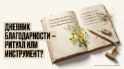Раскрытый дневник, где одни записи прорастают, а другие осыпаются: тема дневника благодарности