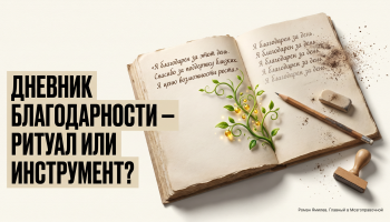 Раскрытый дневник, где одни записи прорастают, а другие осыпаются: тема дневника благодарности