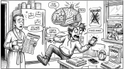 Карикатурный подросток спорит с родителем, а в голове у него недостроенный ПФК и бурные эмоции