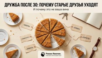 Разрезанный торт и пустые блюдца как метафора темы дружба после 30 и ухода старых друзей