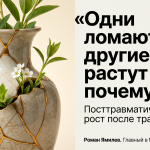 Склеенная золотом разбитая ваза с молодыми побегами как метафора посттравматического роста