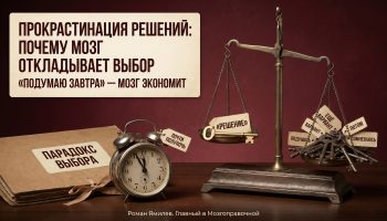Весы с одним ключом и множеством вариантов, будильник и папка «Парадокс выбора», тема прокрастинации решений
