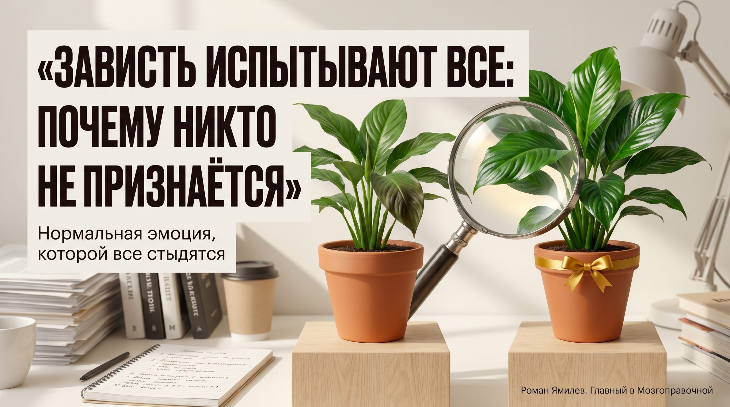 Два похожих растения разной пышности на светлом фоне как метафора зависти и сравнения